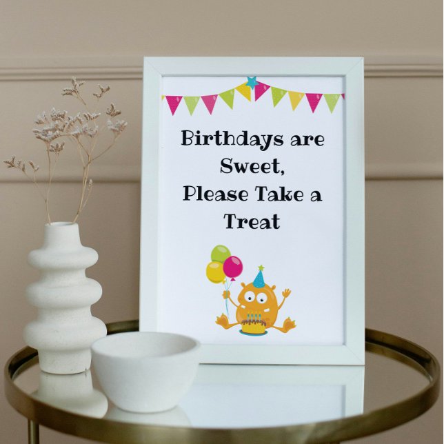 Cute Monster Birthday Party Sign (Creator Uploaded)