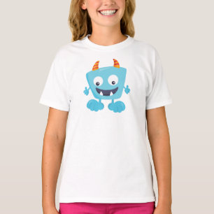 Cute Monster, Blue Monster, Funny Monster, Horns T-Shirt