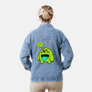 cute monster boo denim jacket