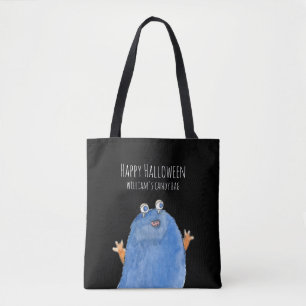 Cute Monster Candy  Monogram Custom Halloween Tote