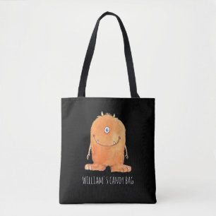 Cute Monster Candy Monogram Custom Halloween Tote Bag