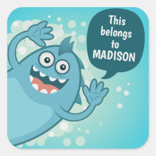 Cute Monster custom text kids' stickers