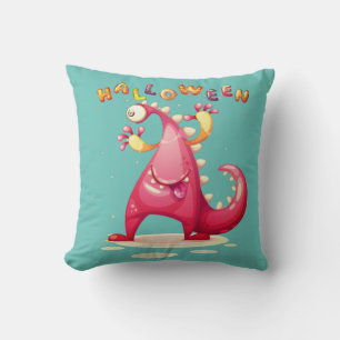 Cute Monster Dino Halloween Coloured Cushion