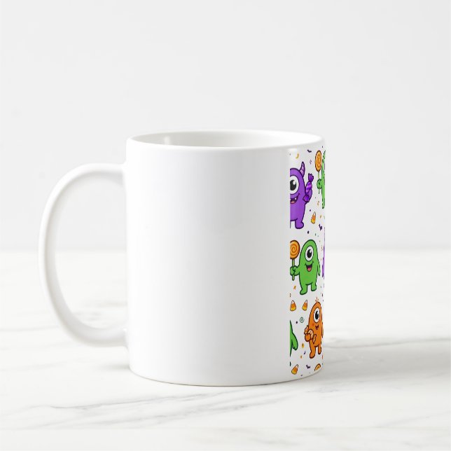 Cute Monster Eyeballs Candy Halloween Pattern Coffee Mug (Left)