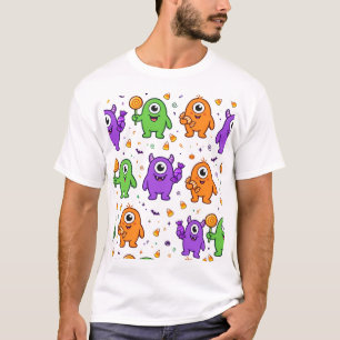 Cute Monster Eyeballs Candy Halloween Pattern T-Shirt