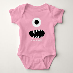Cute Monster Face Silly Personalised Baby Red Bodysuit