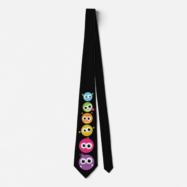 Cute Monster Faces | Halloween Tie (Front)