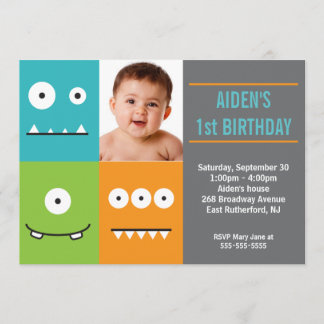 Cute Monster Faces Invitation