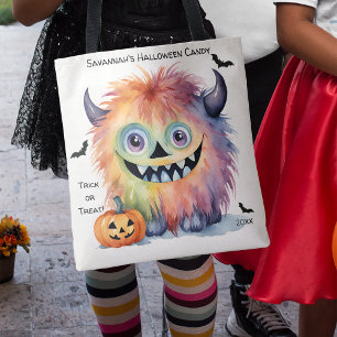 Cute Monster Halloween Candy Tote Bag