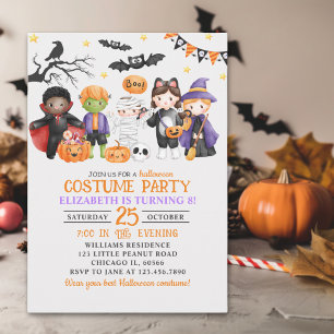 Cute Monster Halloween Costume Party For Kids Invitation