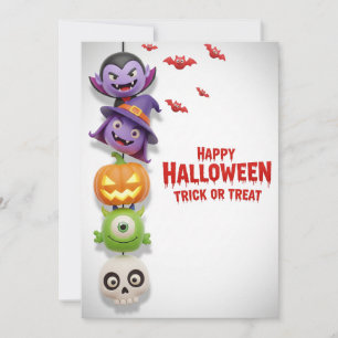 Cute Monster & Halloween Party Invitation