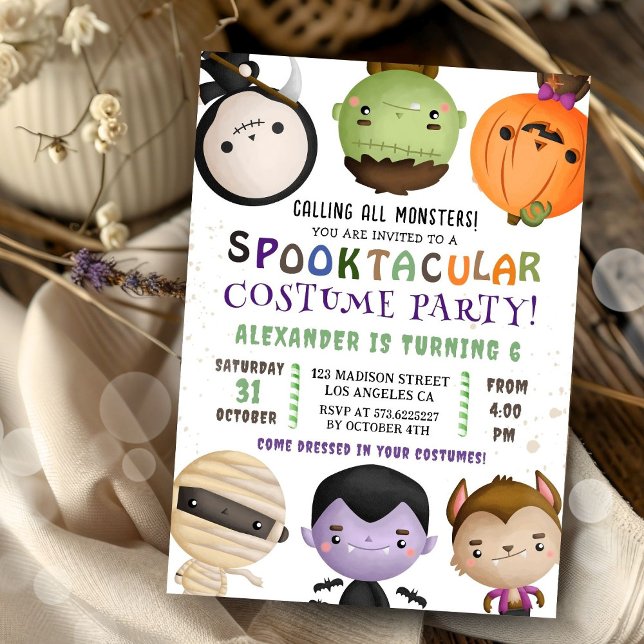 Cute Monster Kids Costume Halloween Birthday Party Invitation (Creator Uploaded)