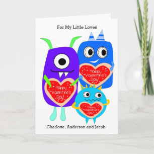 Cute Monster Kids Valentine's Day Holiday Card