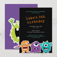 Cute Monster Mash Kids Birthday Party