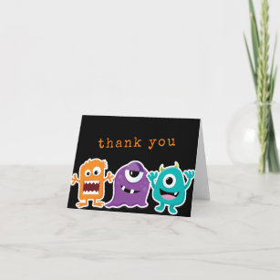 Cute Monster Mash Kids Birthday Party Thank You Card