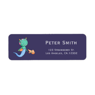 Cute Monster Mermaid Kids Return Address Label