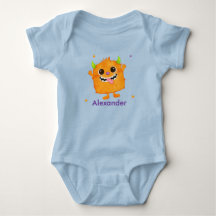Cute Monster Personalised Name Baby Bodysuit 