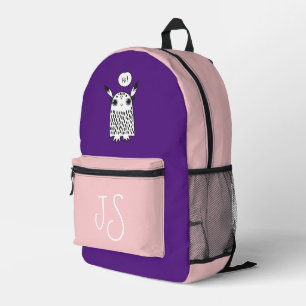 Cute monster purple pink monogram minimalist printed backpack