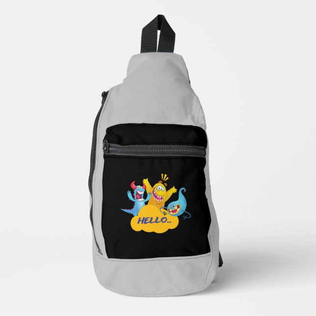 cute monster say hello sling bag (Front)