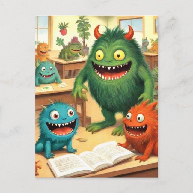Cute Monster School Postcard (Front)