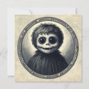 Cute Monster Spooky Horror Antique Illustration Card