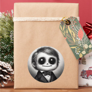 Cute Monster Spooky Horror Antique Illustration Classic Round Sticker