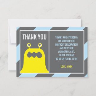 Cute Monster Thank You Boy Invitation