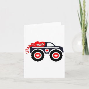 Cute Monster Truck Valentine's Day Xoxo Heart Todd Card