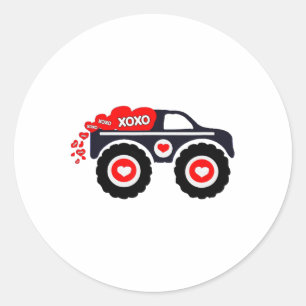 Cute Monster Truck Valentine's Day Xoxo Heart Todd Classic Round Sticker