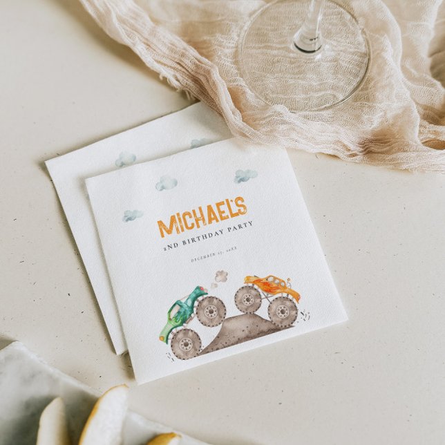 Cute Monster Trucks Birthday  Napkin (Creator Uploaded)