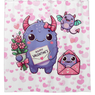 Cute monster Valentine's Day  Shower Curtain