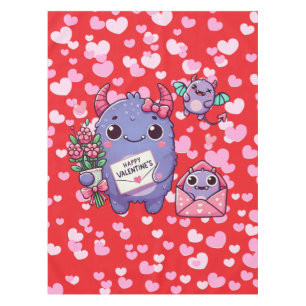 Cute monster Valentine's Day Tablecloth