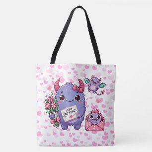 Cute monster Valentine's Day Tote Bag