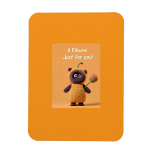 Cute Monster with Flower Magnet Fun Birthday Gift