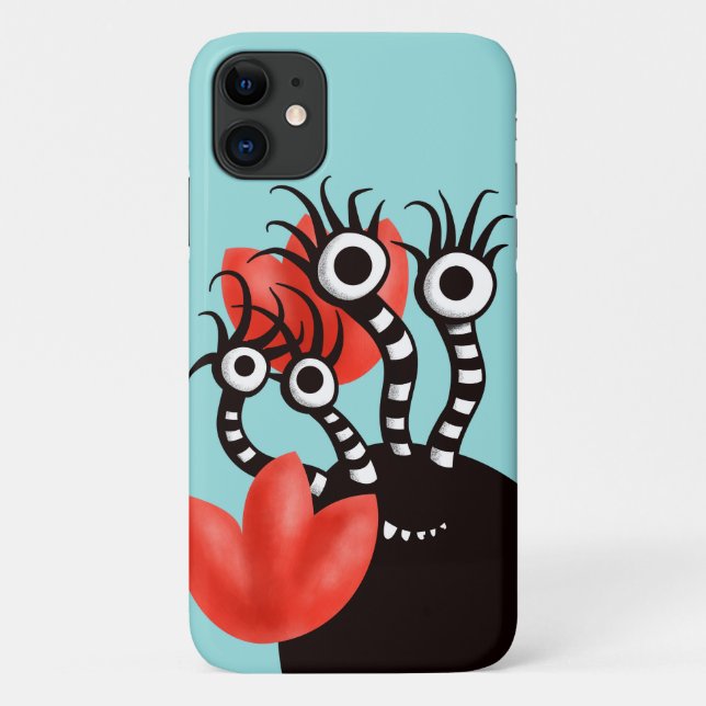 Cute Monster With Four Eyes Abstract Tulips Case-Mate iPhone Case (Back)