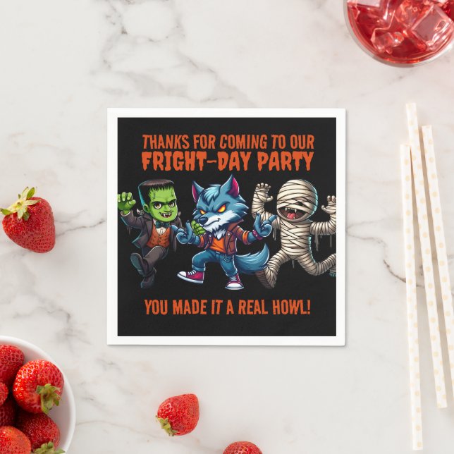 Cute Monsterrific Fright Day Halloween Party Napkin (Insitu)
