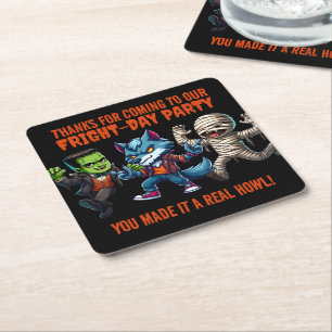 Cute Monsterrific Fright Day Halloween Party Square Paper Coaster