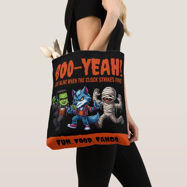 Cute Monsterrific Fright Day Halloween Party Tote Bag (Close Up)
