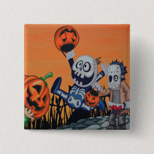 Cute Monsters and Pumpkins 15 Cm Square Badge