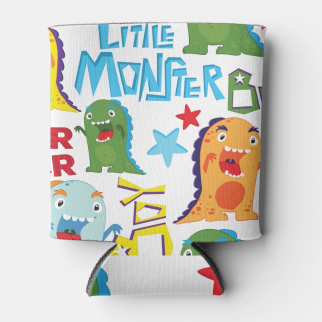 Cute Monsters: Children's Fun Seamless. Can Cooler (Front)