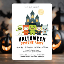 Cute Monsters Costume Halloween Party Invitation