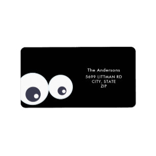 Cute Monsters Eyeballs Black & White Halloween Label