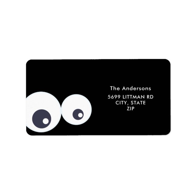 Cute Monsters Eyeballs Black & White Halloween Label (Front)