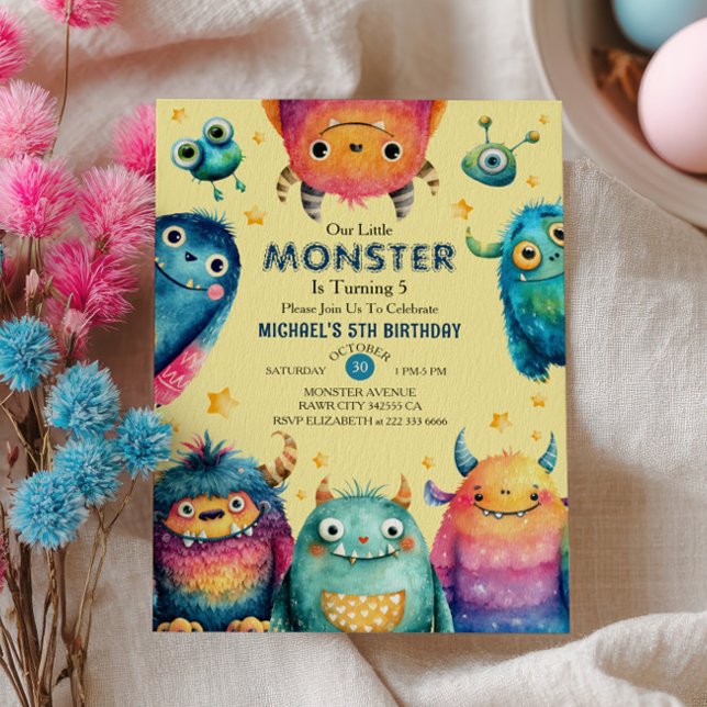 Cute Monsters Gender Neutral Kids Birthday Party  Invitation (Creator Uploaded)