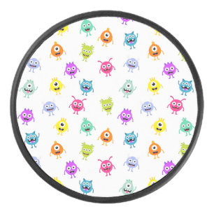 Cute Monsters Halloween Pattern Hockey Puck