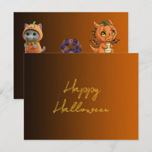 Cute Monsters Happy Halloween Postcard