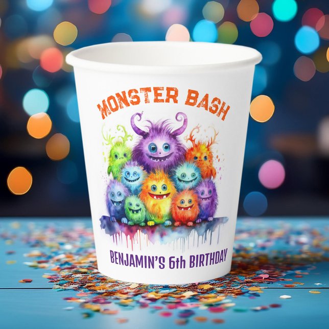 Cute Monsters Kids Birthday Party Paper Cups (Creator Uploaded)