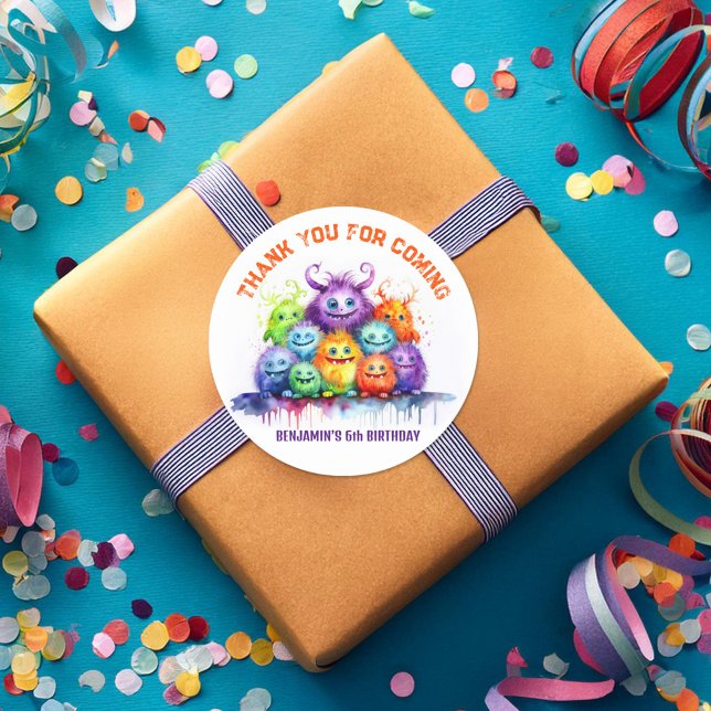 Cute Monsters Kids Birthday Party Sticker (Creator Uploaded)
