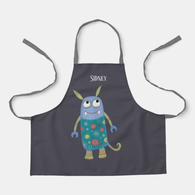 Cute Monsters Personalised Apron (Front)