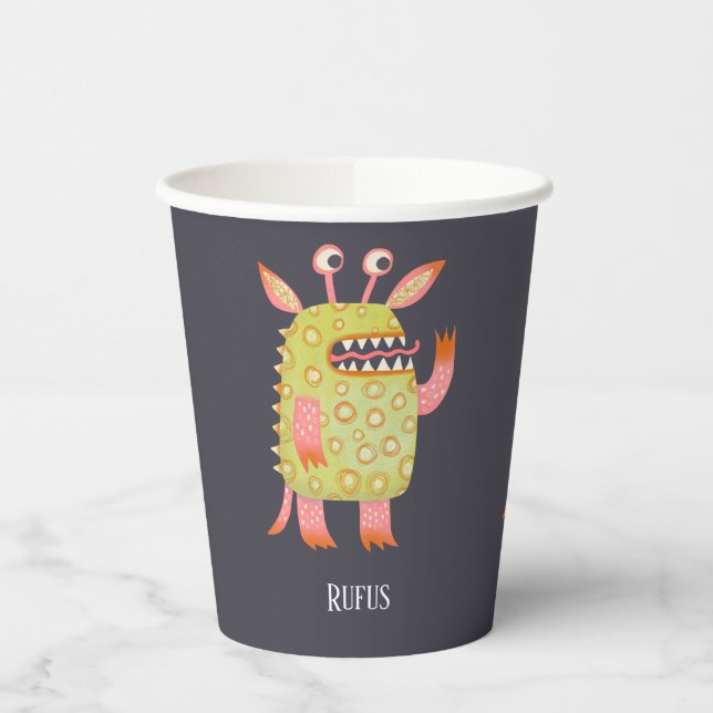 Cute Monsters Personalised Paper Cups (Left)